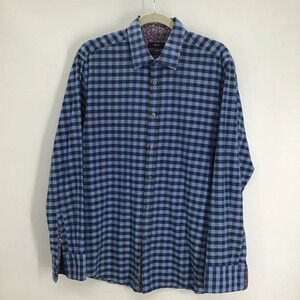 Hugo Boss Men’s Plaid Casual Long Sleeve Button-Down Shirt Reg Fit Blue Size L